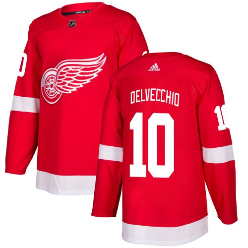 Adidas Red Wings #10 Alex Delvecchio Red Home Authentic Stitched NHL Jersey